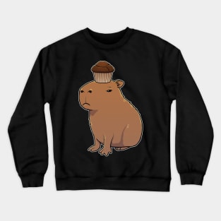 Capybara with a Chocolate Muffin on its head Crewneck Sweatshirt